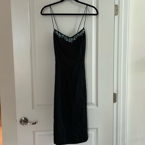 NWT Ann Taylor black silk dress with embroidery